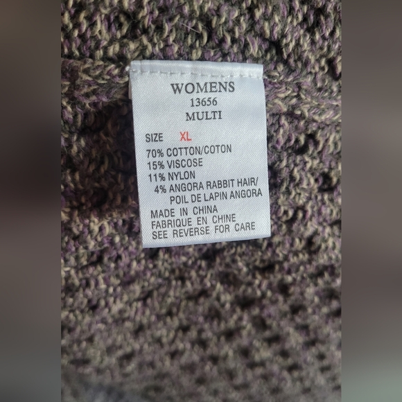 Vtg Woolrich fair isle textured cable mixed knit sweater Women's XL dusty plum - Picture 6 of 9